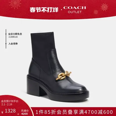 COACH/蔻驰奥莱女士KENNA短靴高跟黑色简约图片