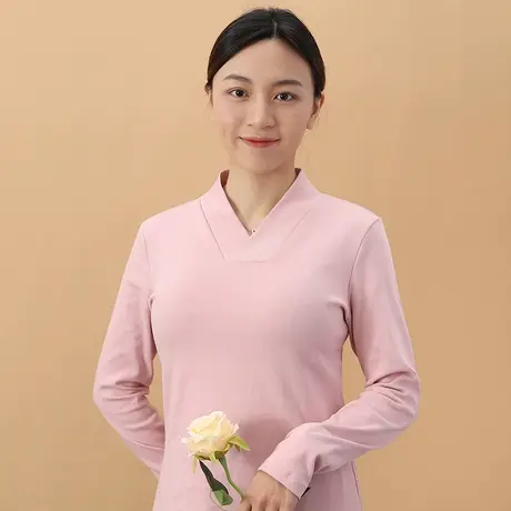 护颈睡衣上衣单件女长袖半高领小立领颈椎秋护脖子中老年冬季商品大图