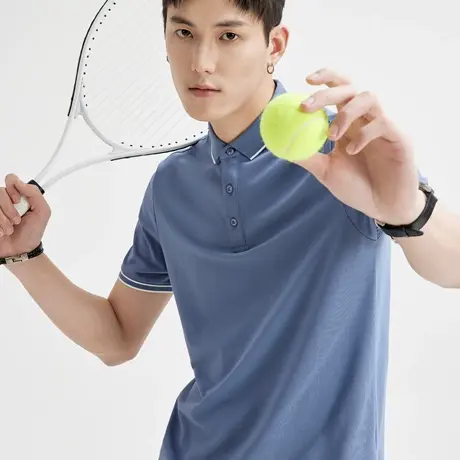 冰丝凉感轻商务休闲短袖POLO衫23春夏新条纹简约保罗衫T恤黑白男商品大图