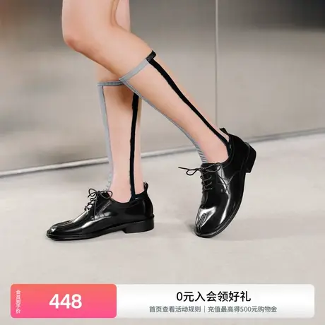 妙丽分趾小皮鞋春季新款时尚百搭通勤英伦风气质女单鞋66801CM3商品大图