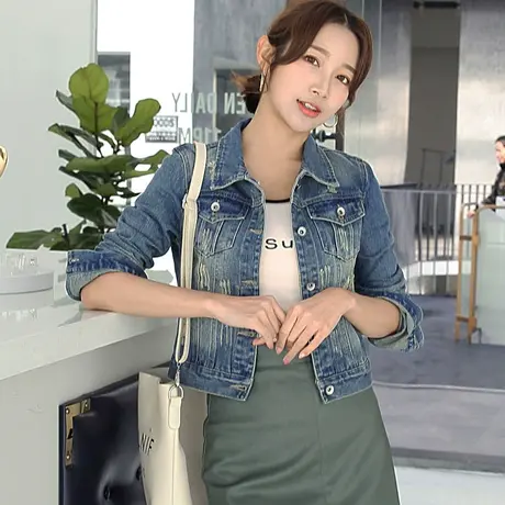 牛仔外套女春秋短款新款韩版修身显瘦学生长袖牛仔服上衣潮29商品大图