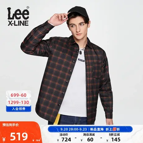 LeeXLINE23秋冬新品舒适版型黑色格纹男棉服潮流LMT007068204图片