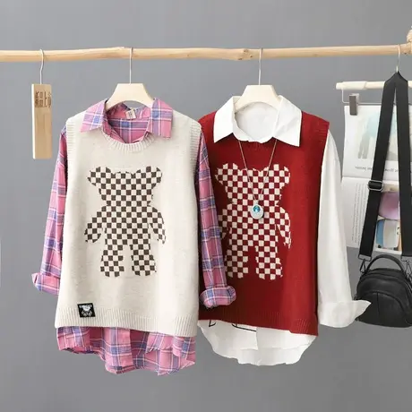 短款针织马甲背心女无袖秋装新款套头毛衣坎肩外搭洋气坎肩马夹潮图片