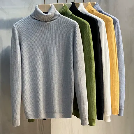 2023年秋冬新款高领毛衣针织衫打底长袖韩版潮流提花内搭毛线衣男商品大图