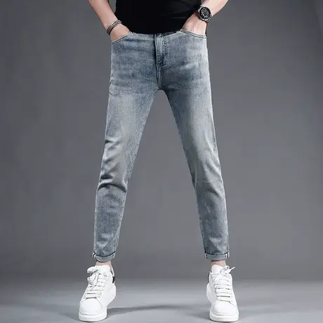 2023新款高端牛仔裤男款修身小脚裤高级蓝色弹力百搭休闲男士裤子商品大图