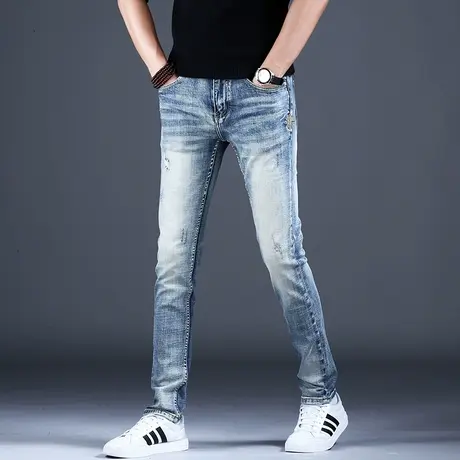 春秋高端牛仔裤男修身小脚2023新款男款裤子弹力潮牌休闲复古男款商品大图