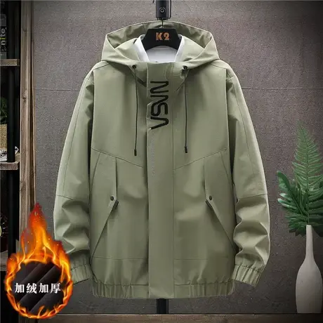 美式机能工装外套男士春秋冬季潮牌冲锋衣大码连帽棉服加厚款夹克商品大图