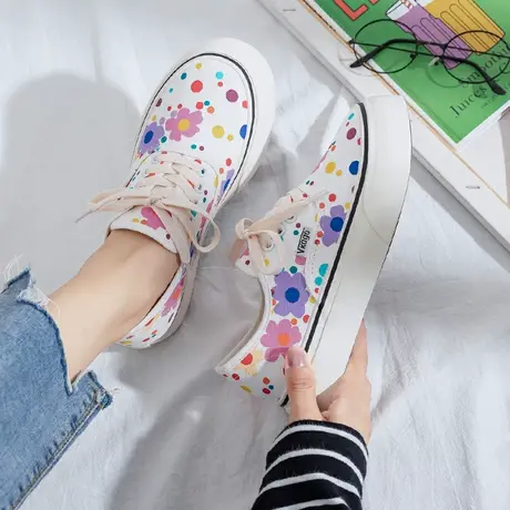 帆布鞋女夏透气薄款平底爆款百搭ulzzang学生白色低帮ins潮小白鞋商品大图