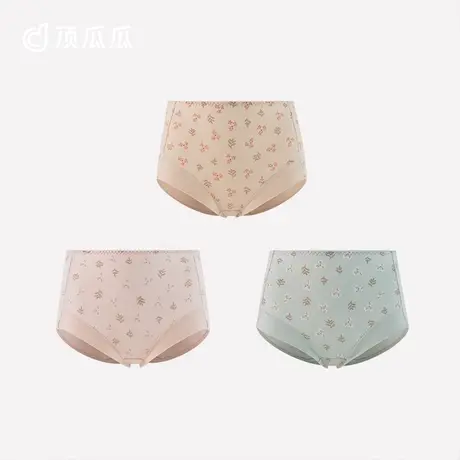 顶瓜瓜女士棉高腰内裤透气收腹纯棉裆性感大码三角短裤三条装商品大图