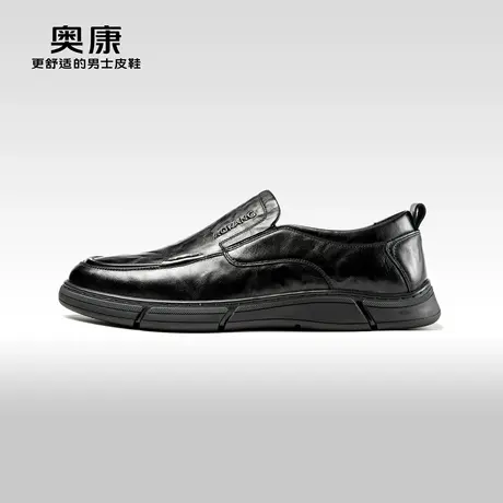 AOKANG奥康2024春季新款商务休闲真皮软底压花舒适鞋日常上班鞋商品大图