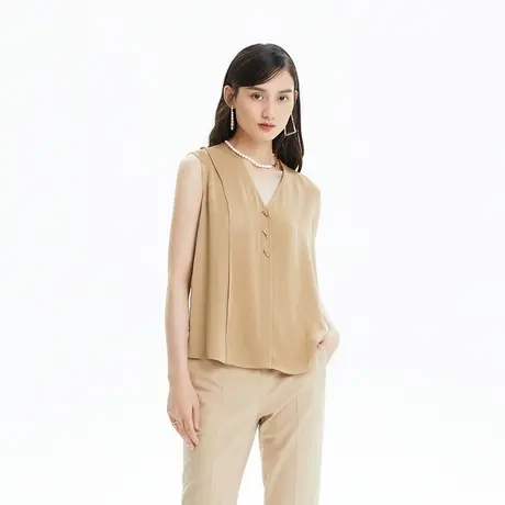 LANCY/朗姿女装夏新款真丝吊带上衣通勤外穿背心女商场同款图片