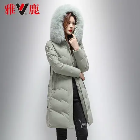 雅鹿大狐狸毛领羽绒服女中长款2022冬季新款宽松加厚连帽外套高端商品大图
