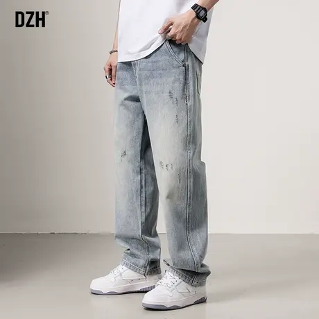 男士蓝色牛仔裤男直筒宽松潮牌裤子2023新款休闲裤春夏款复古长裤商品大图