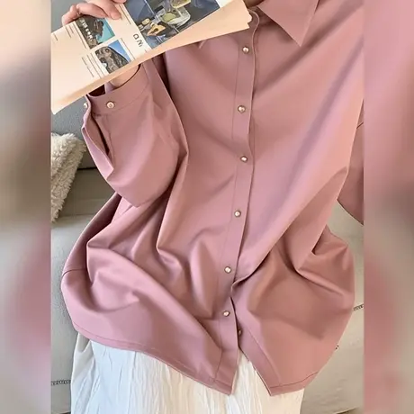 大码女装2025年新款法式复古宽松显瘦休闲衬衫夏高级感常规款上衣商品大图