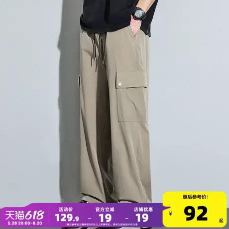 唐狮2025春季新款男休闲长裤宽松阔腿裤大口袋工装裤直筒伞兵裤子商品大图