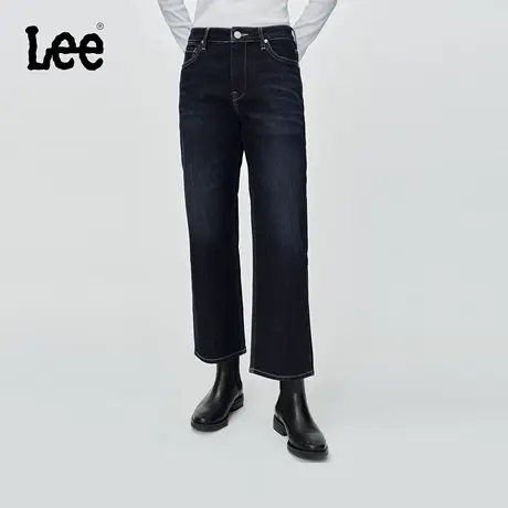 【张凌赫代言】Lee25冬新舒适直筒五袋款磨毛深蓝色女保暖牛仔裤商品大图