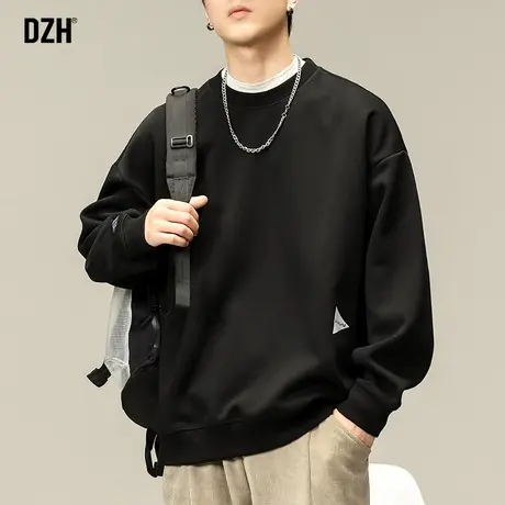 男士美式重磅卫衣男春秋款圆领潮牌男装2023新款长袖上衣男款无帽商品大图