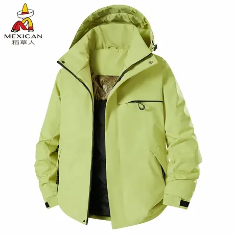稻草人青果绿棉服男士2025新款秋冬户外防风防水登山服保暖外套女商品大图