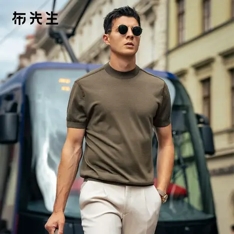 MrBu布先生纯色小高领短袖毛t2025秋新款百搭保暖上衣男BT16887商品大图