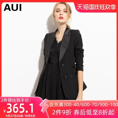 aui欧洲站黑色小西装外套女设计感小众2023春秋新款正装修身西服图片