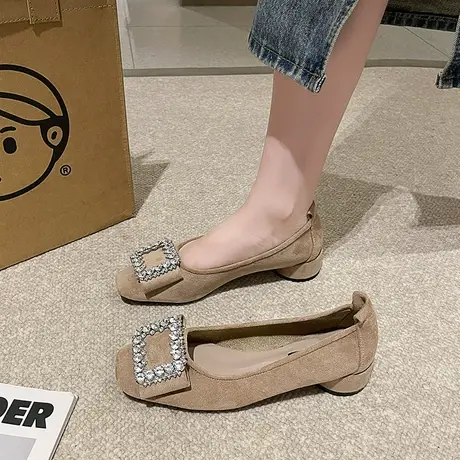 平底鞋女2023春秋季新款水钻时尚百搭女鞋低跟浅口晚晚风温柔单鞋商品大图