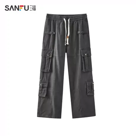 三福2023冬男士分割立体多袋休闲裤 潮流宽松直筒长裤男477167商品大图