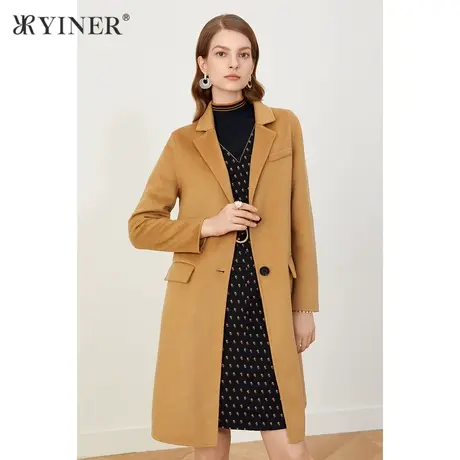 YINER音儿女装2021冬季新款气质修身毛呢外套商品大图