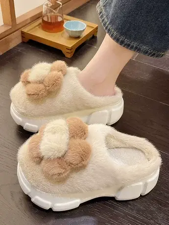 棉拖鞋女士秋冬季外穿2023新款室内家居保暖厚底防滑可爱毛绒棉拖图片