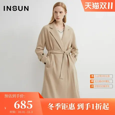 恩裳商场同款秋冬双面呢大衣绵羊毛中长款毛呢外套女图片