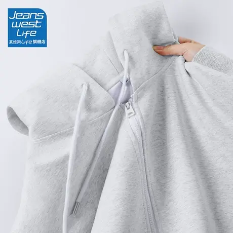 真维斯LIFE连帽灰色慵懒风卫衣女款2023新款爆款宽松外套女春秋款图片
