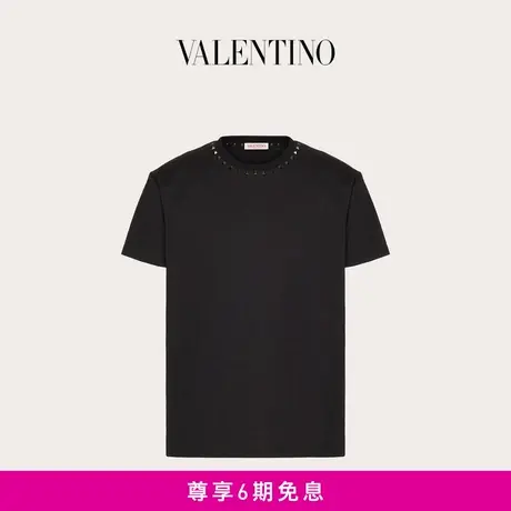 【24期免息】华伦天奴VALENTINO男士 BLACK UNTITLED 铆钉圆领T恤图片