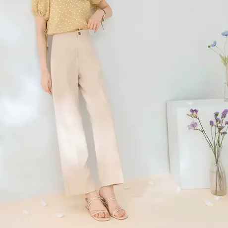 桔熊春夏季通勤ol长裤子女士简约修身纯色西装裤胖妹妹大码BA6166商品大图