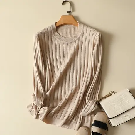 秋冬2023年新款针织打底衫女长袖洋气百搭宽松大码套头圆领毛衣女商品大图