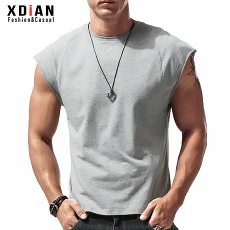 无袖t恤男士潮牌坎肩宽松纯棉前短后长运动健身篮球背心夏季外穿商品大图