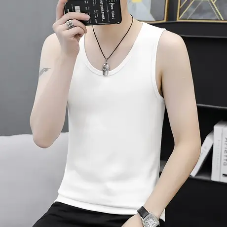 男士背心冬季保暖内穿加绒加厚健身跨栏运动坎肩无袖t恤打底马甲图片