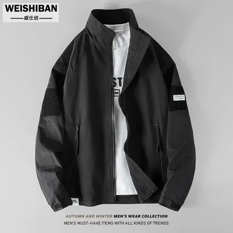 秋冬季2023新款美式潮牌机能风立领防风冲锋衣男通勤工装宽松外套图片