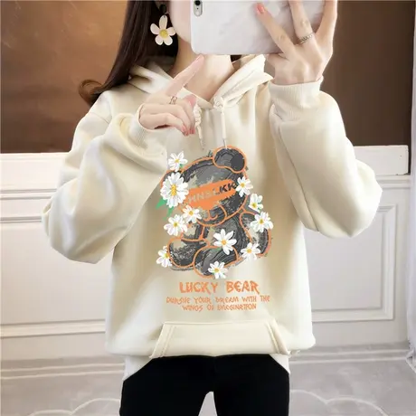 正肩卫衣女2024年新款秋季连帽外套加绒加厚小众chic氛围感上衣潮商品大图