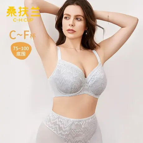桑扶兰新品聚拢防下垂文胸包容无痕大胸显小薄款透气大码内衣女商品大图