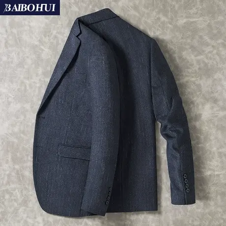 秋季时尚潮流条纹休闲小西装外套男士修身韩版帅气单件西服上衣男商品大图