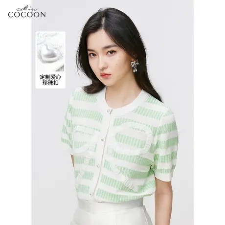 missCOCOON法式毛针织衫上衣女装2023夏季新款清凉开衫短袖短外套商品大图
