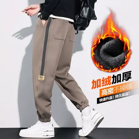 秋冬款痞帅束脚加厚运动卫裤男裤子冬季加绒裤2024新款保暖休闲裤商品大图