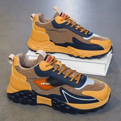 莆田男鞋春夏季工作防滑耐磨劳保运动鞋男士厚底休闲阿甘老爹潮鞋商品大图