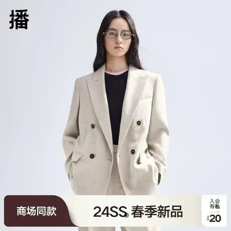 播100%羊毛西装外套女商场同款时髦短款西服上衣BDR1XD0075图片