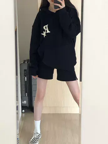 oversize设计感连帽卫衣女秋冬加绒加厚ins潮牌宽松chic港风外套商品大图