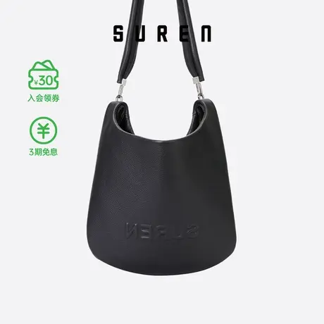 素人SUREN 2021春秋新款简约时尚单肩斜挎包女真皮大容量包包1280商品大图