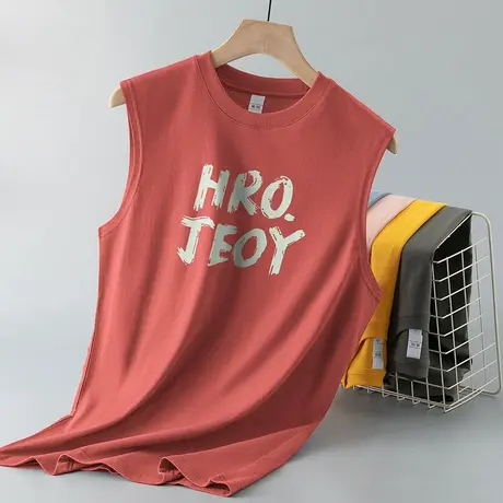 2024新款纯棉背心男潮夏季外穿运动健身篮球跨栏坎肩全棉无袖t恤商品大图