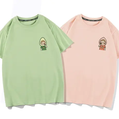 秀洛牛油果水蜜桃情侣装T恤短袖打底衫纯棉宽松圆领半袖体恤衣服商品大图