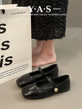 黑色平底单鞋女2024新款春秋法式玛丽珍女鞋小香风方头仙女鞋温柔商品大图