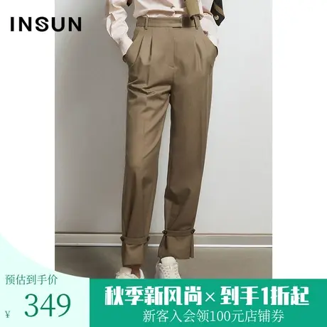 恩裳春秋季商场同款垂坠艺术感裤脚设计感优雅直筒裤西裤图片