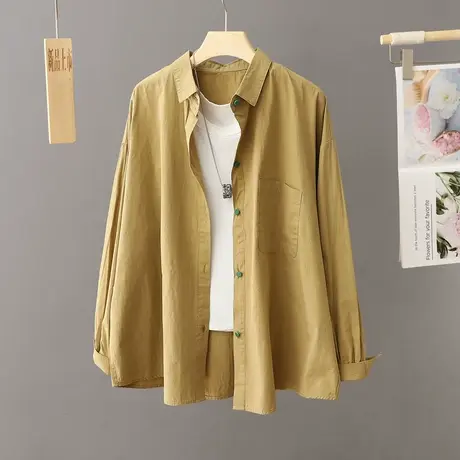 polo领长袖衬衫女外套秋季2023新款开衫设计感小众中长款宽松上衣商品大图